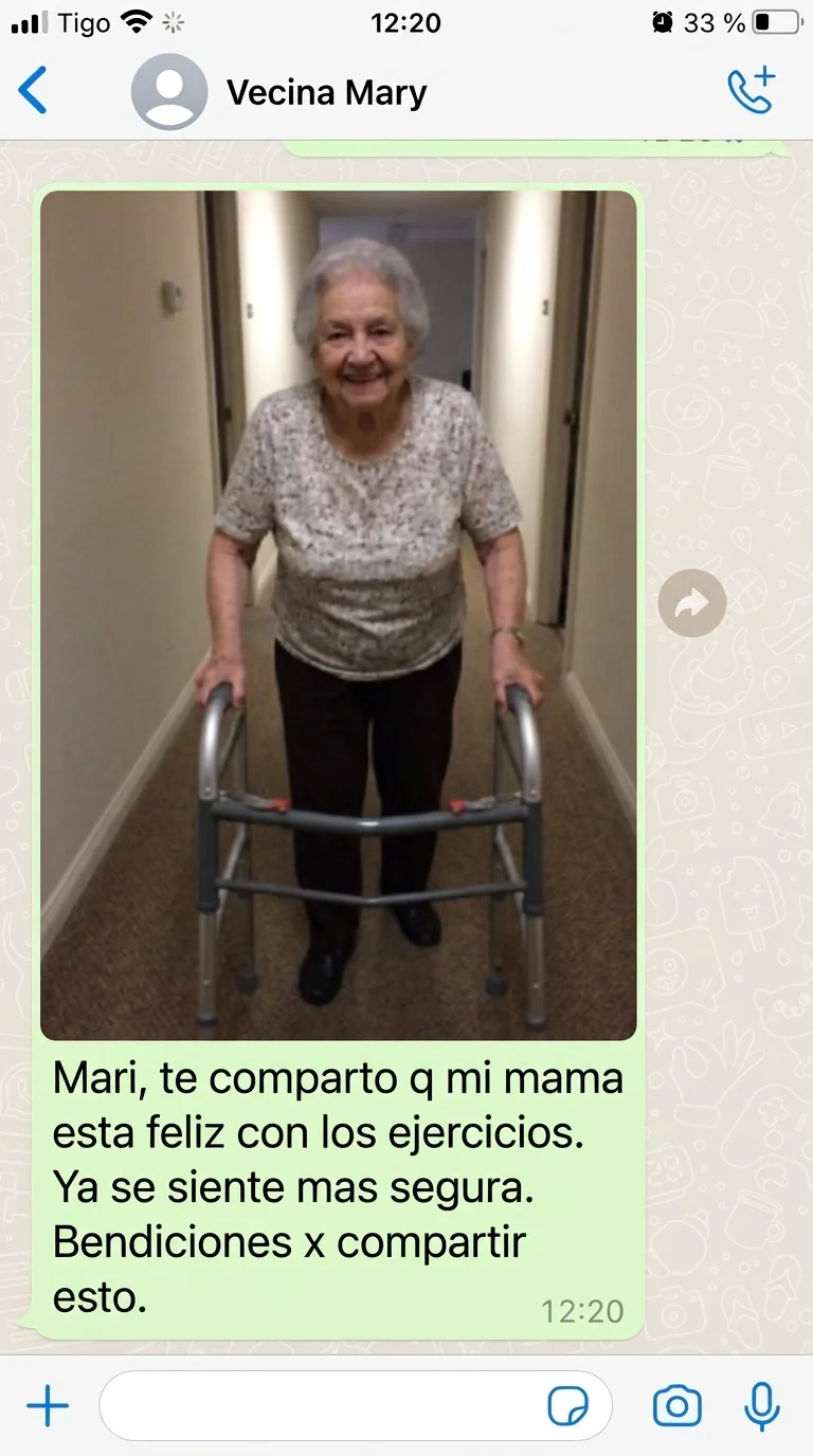 Testimonio sobre ejercicios y seguridad al caminar