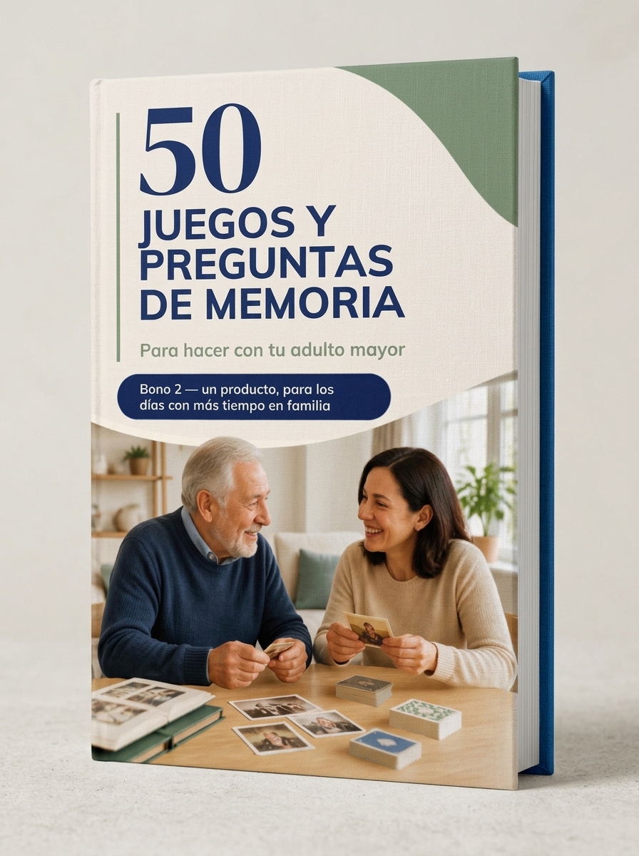Hija haciendo preguntas de memoria a su madre mayor en la sala