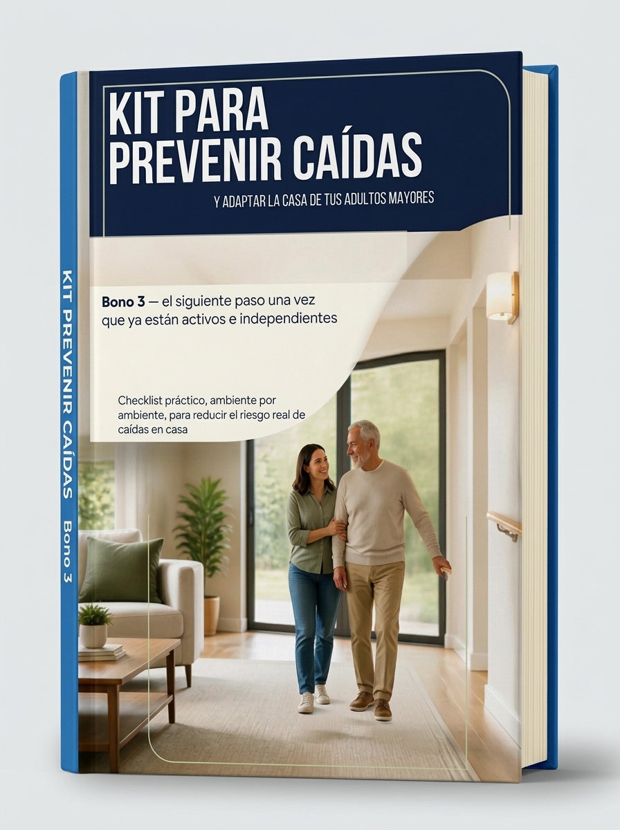Pasillo de casa adaptado con barra de apoyo para prevenir caídas